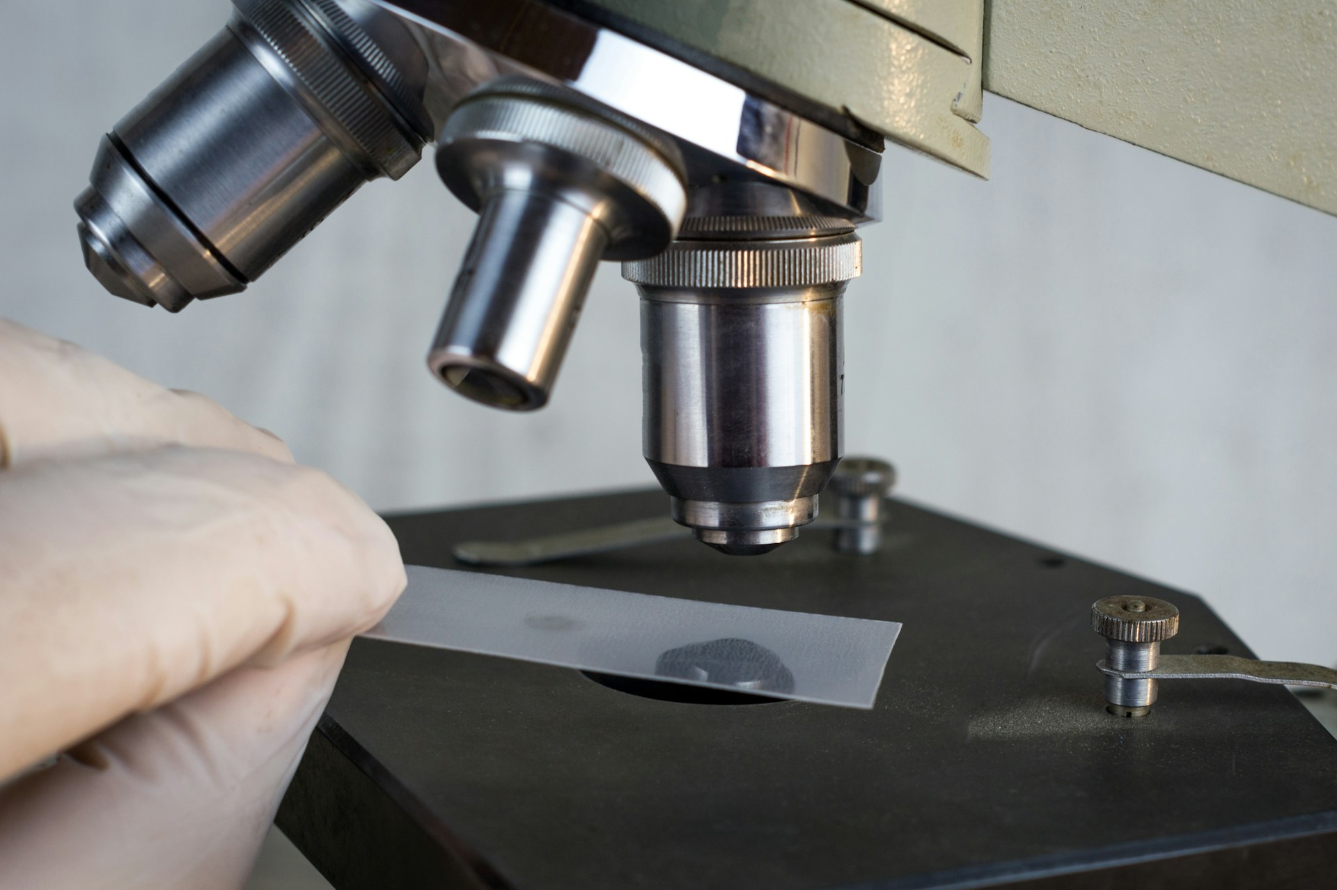 Microscope with slide underneath