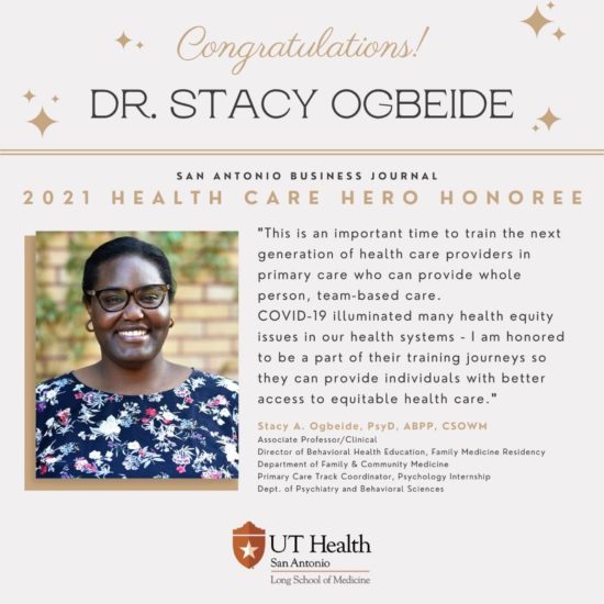Dr. Stacy Ogbeide 2021 Health care hero image