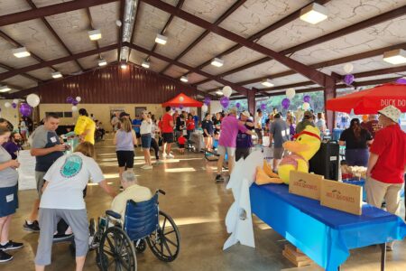 Wideshot of everyone in the pavilion at the event