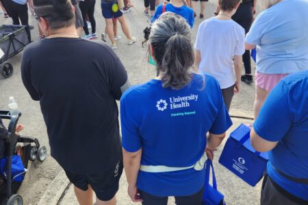 Group outside beginning to walk