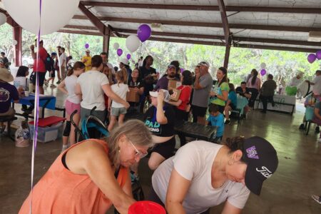People enjoying some refreshments at the walk