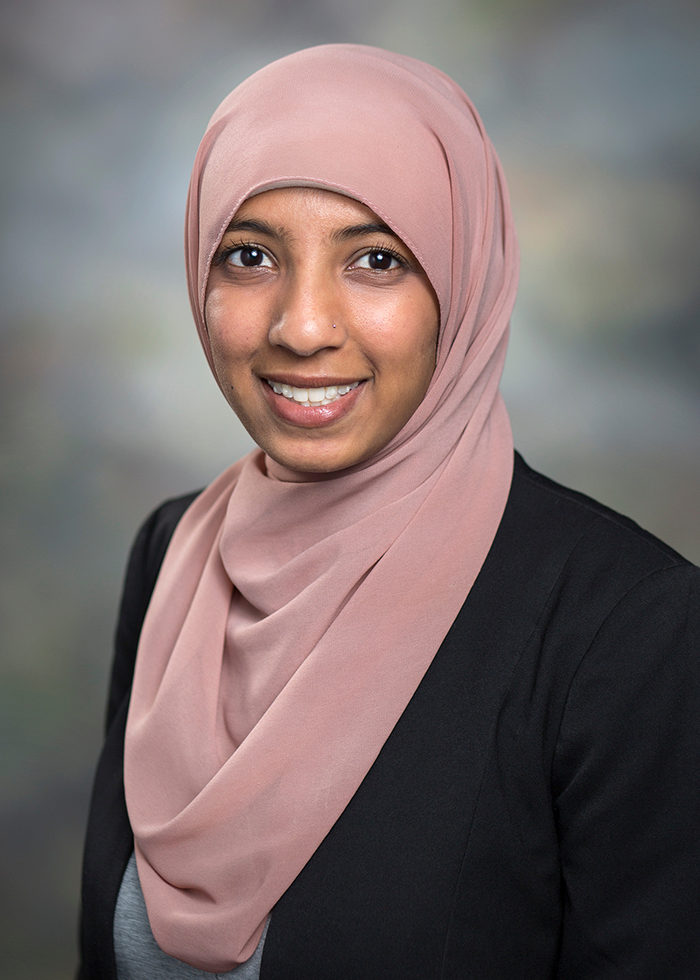 Graduate Student Sadiya Ahmad smiling for her staff photo.
