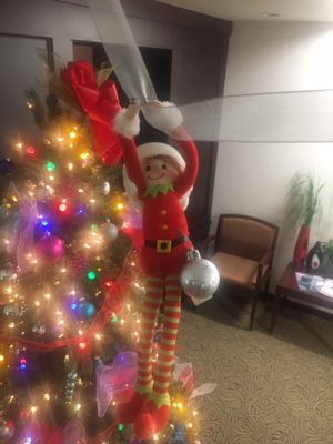 The neuro-elf swings by a ribbon.