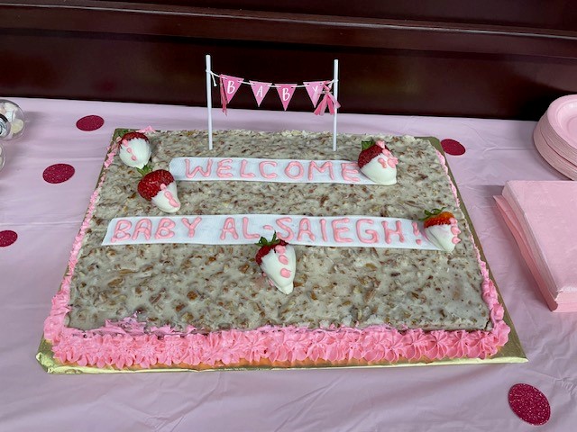 Baby shower cake for Dr. Al-Saiegh and his wife, Sally.