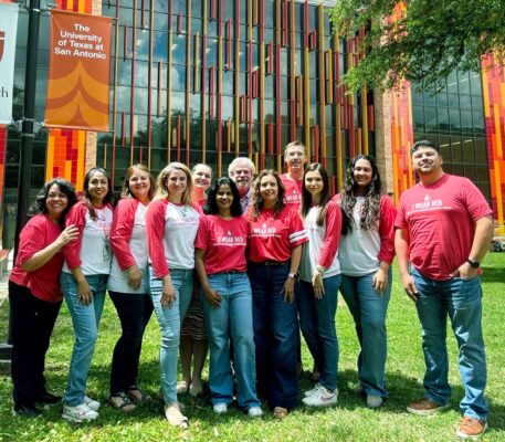 Team photo taken in recognition of World Hemophilia Day. This day is observed annually on April 17 to raise awareness of hemophilia and other bleeding disorders.