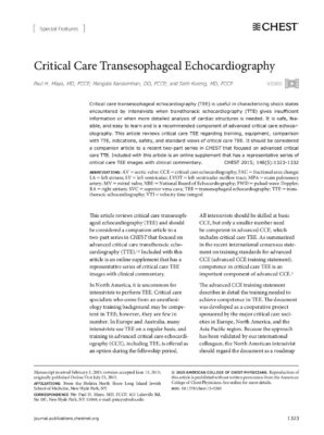 9. TEE Overview - Pulmonary Diseases and Critical Care